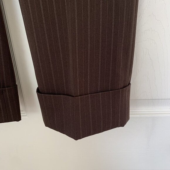 apt 9 The Maxwell Pant Brown Pinstripe Cropped Women’s Petite 4 Pants NWT - Picture 3 of 10